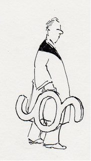 Eine Illustration eines Mannes mit einem Paragraphen-Symbol auf deim Rücken