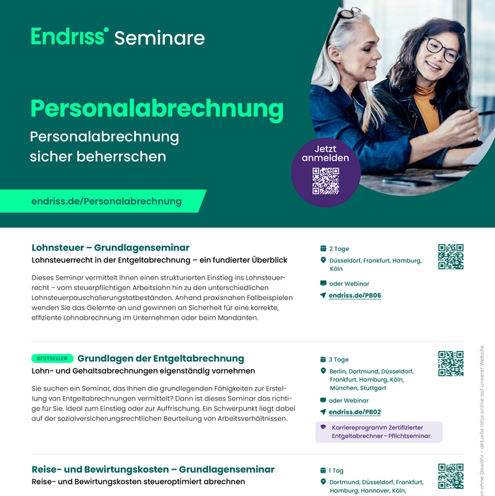 Cover Broschüre Seminare Personalabrechnung